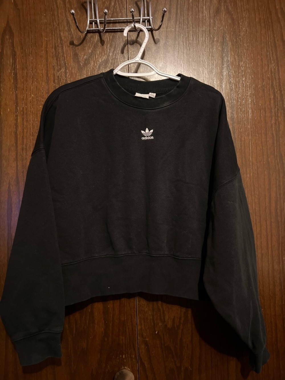 adidas Black Crewneck Sweatshirt with Trefoil Logo